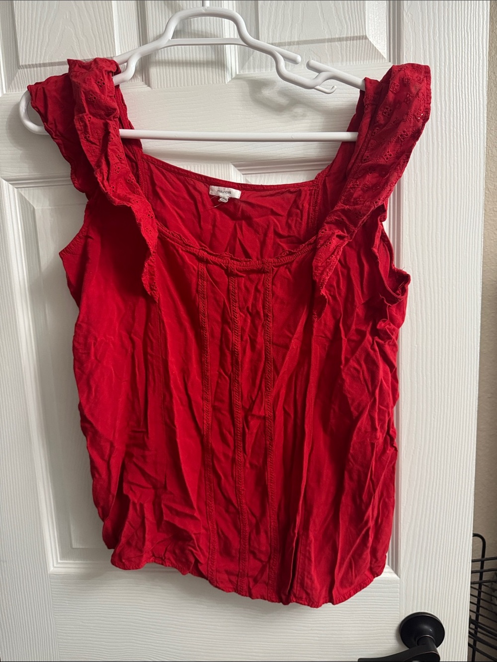 Maurices Red Ruffle-Shoulder Tank Top